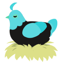 A sable and aqua chicken with a head pattern