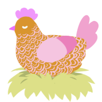 Soft Candy, a orange and pink chicken with a double-lace pattern