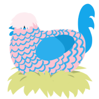 Candi, a rose and sky chicken with a lace pattern
