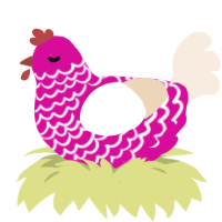 A fuchsia and cream chicken with a lace pattern