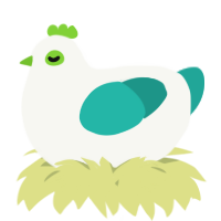 A white and turquoise chicken