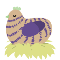 A beige and overcast chicken with a bar pattern