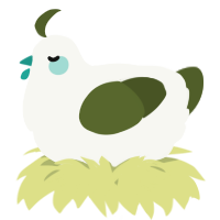 A white and olive chicken
