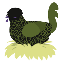 dark mode, a black and olive chicken with a double-lace pattern