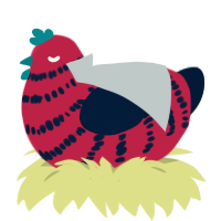 Hot Potato, a crimson and tumblr chicken with a bar pattern