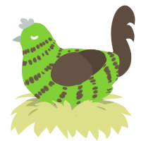 A grass and bark chicken with a bar pattern