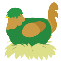 A viridian and gold chicken with a head pattern