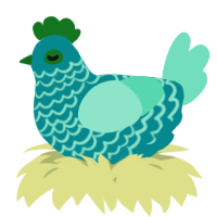 A teal and mint chicken with a lace pattern
