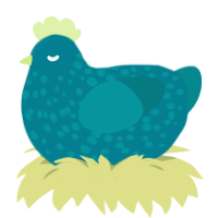 A sea and teal chicken with a speckle pattern