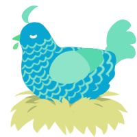 Écume, a cerulean and mint chicken with a lace pattern