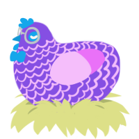 A blurple and lavender chicken with a lace pattern