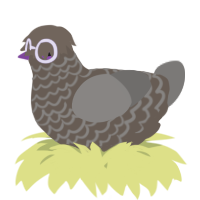 A bark and grey chicken with a lace pattern