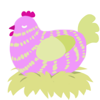 A lavender and lemon chicken with a bar pattern
