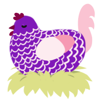 lard, a violet and rose chicken with a lace pattern