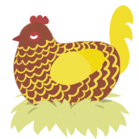 A russet and yellow chicken with a lace pattern