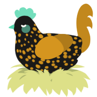 A sable and ochre chicken with a speckle pattern