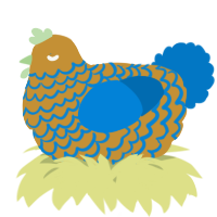 A gold and sapphire chicken with a lace pattern