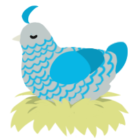 A silver and cerulean chicken with a lace pattern