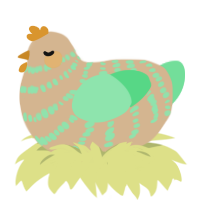 A beige and spring chicken with a bar pattern