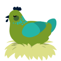strange broccoli, a chartreuse and turquoise chicken with a neck-speckle pattern