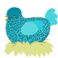 December, a sea and aqua chicken with a double-lace pattern