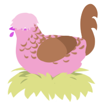 jolly rancher ii, a pink and brown chicken with a half-lace pattern