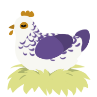 reginaldine, a white and overcast chicken with a half-lace pattern