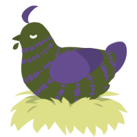 Spoonless Joker, a olive and overcast chicken with a bar pattern