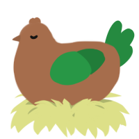 A brown and viridian chicken