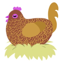 pottery, a russet and gold chicken with a double-lace pattern