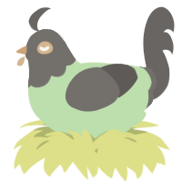 A gluppy and grey chicken with a head pattern