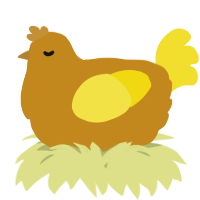 A ochre and yellow chicken