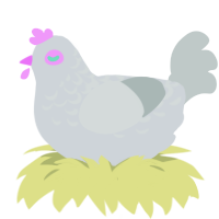 Faust, a mist and silver chicken with a half-lace pattern