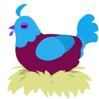 A wine and sky chicken with a head pattern