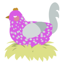 A orchid and silver chicken with a speckle pattern