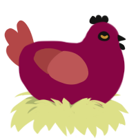 reviL, a maroon and red chicken