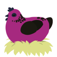 Trick or Treat, a amethyst and sable chicken with a neck-speckle pattern
