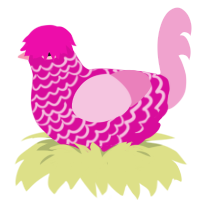 Hyperfem, a fuchsia and pink chicken with a lace pattern