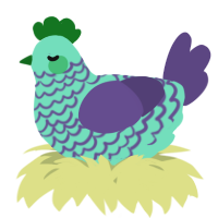 A mint and overcast chicken with a lace pattern