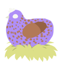 a lil sickly, a lilac and brown chicken with a speckle pattern