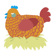 A orange and red chicken with a lace pattern