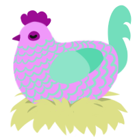 A lavender and mint chicken with a lace pattern