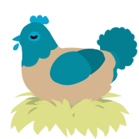 A beige and sea chicken with a head pattern