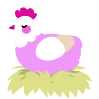 A lavender and cream chicken with a head pattern