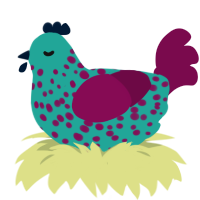 RadMold, a turquoise and wine chicken with a speckle pattern