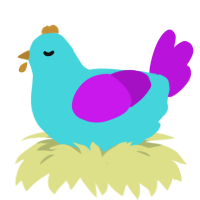 A aqua and amethyst chicken