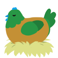 Dirt Path, a gold and viridian chicken with a head pattern