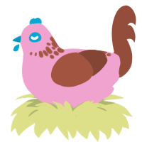 Strawberry Choc Ice, a pink and russet chicken with a neck-speckle pattern