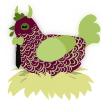 A maroon and apple chicken with a double-lace pattern