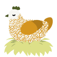 A white and ochre chicken with a double-lace pattern
